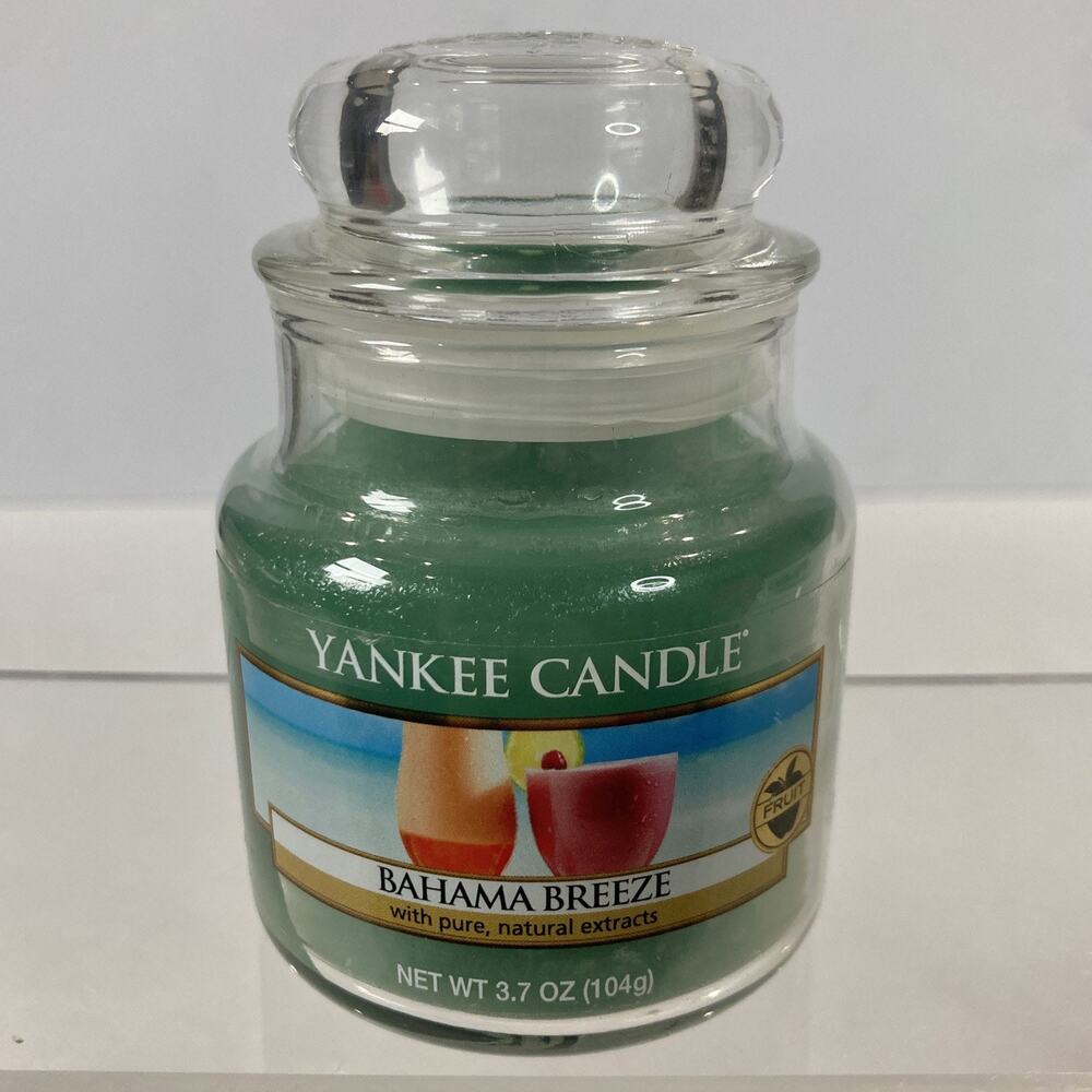 Yankee Candle 3.7 oz Bahama Breeze Glass Small Mini Jar Candle NEW UNBURNED